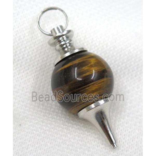 Tiger eye stone Globe pendant, round, yellow