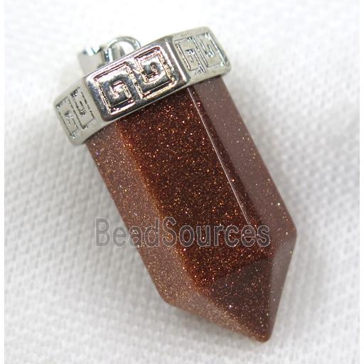 gold sandstone bullet pendant, platinum