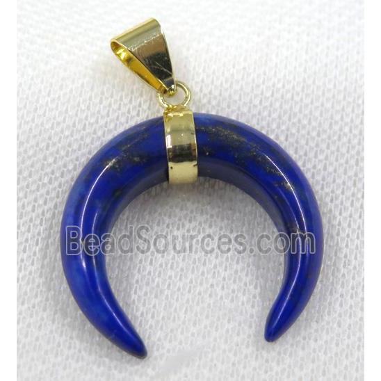 blue Lapis Lazuli crescent pendant, gold plated