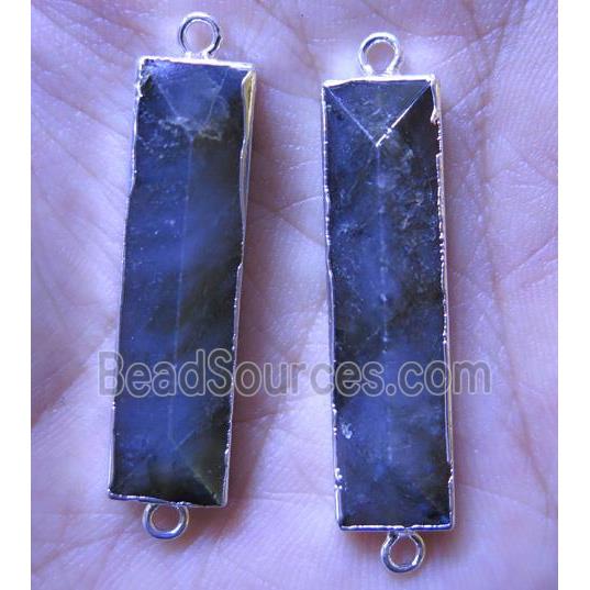 labradorite connector, faceted, rectangle