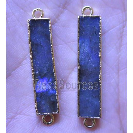 labradorite rectangle connector, gold plated