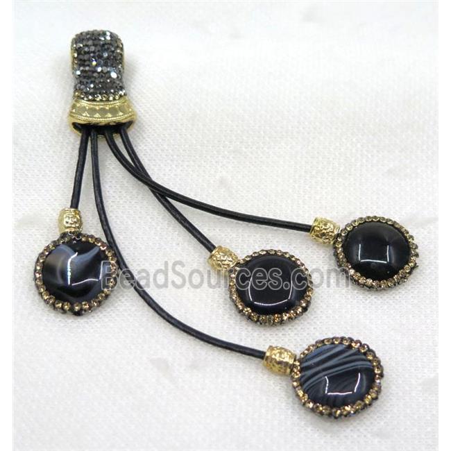 black agate tassel pave rhinestone