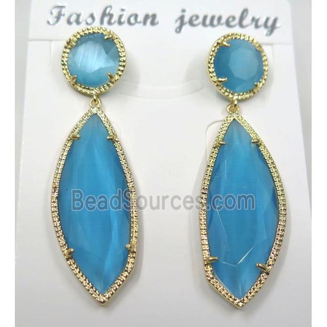 blue cat eye stone earring