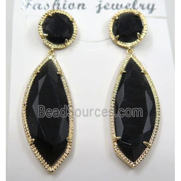 black cat eye stone earring