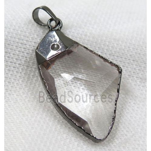 Crystal glass pendant, black plated