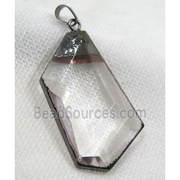 Crystal glass pendant, black plated