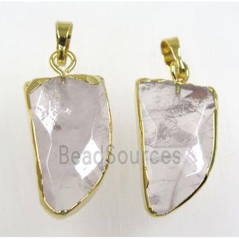 rose quartz horn pendants, gold plated