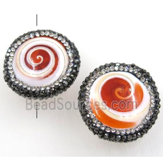 shell bead paved rhinestone