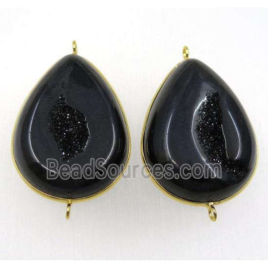 black druzy agate geode teardrop connector