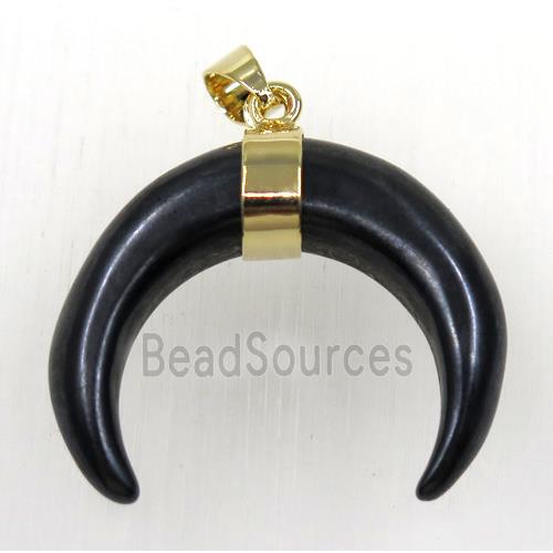 black cattle bone crescent pendant, horn