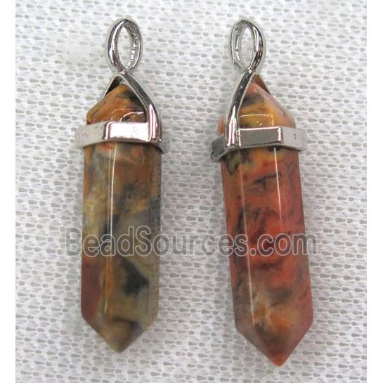 crazy agate bullet pendant, red