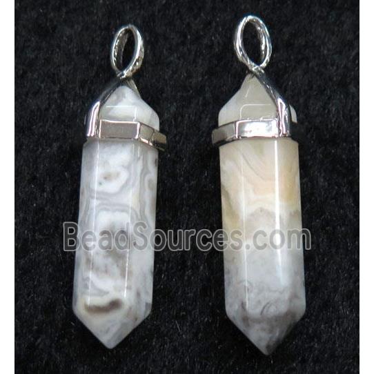 white crystal agate bullet pendant