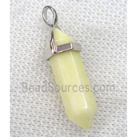 milk yellow jade bullet pendant