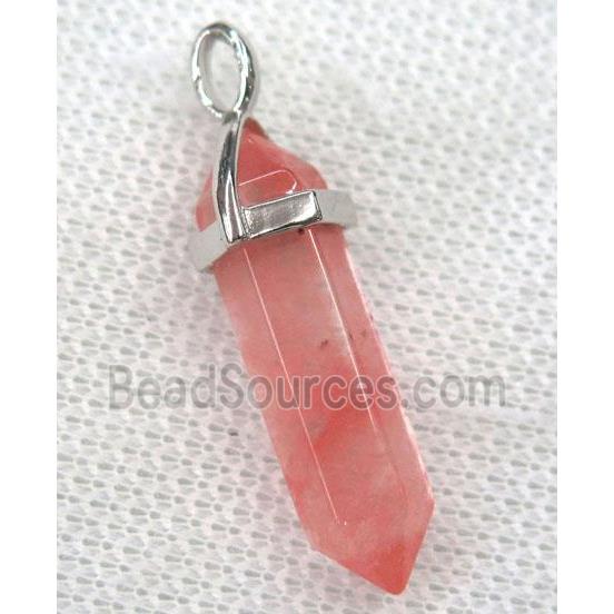 pink cherry quartz bullet pendant