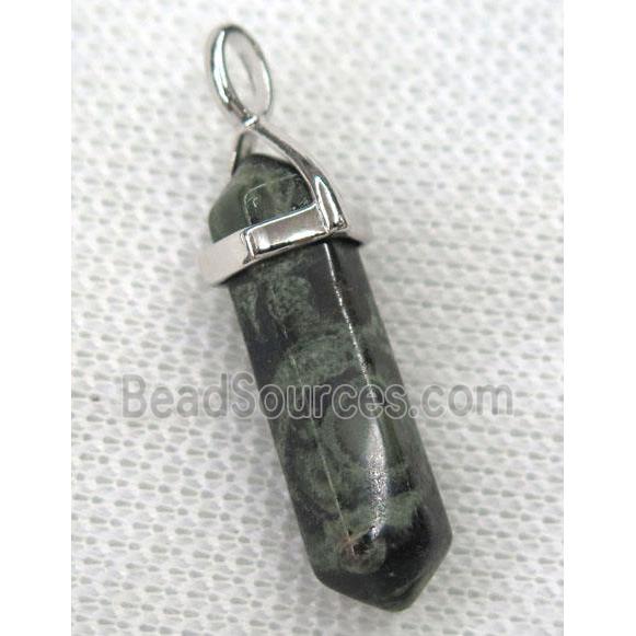 green Kambaba Jasper bullet pendant