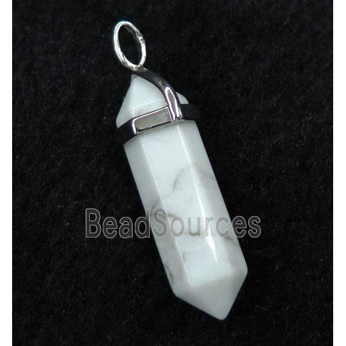 white howlite turquoise bullet pendant