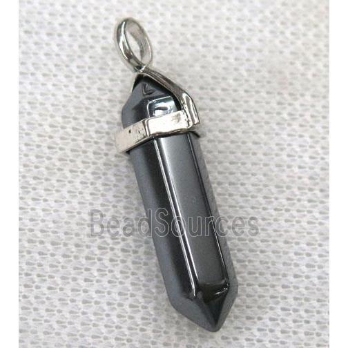 black Hematite bullet pendant