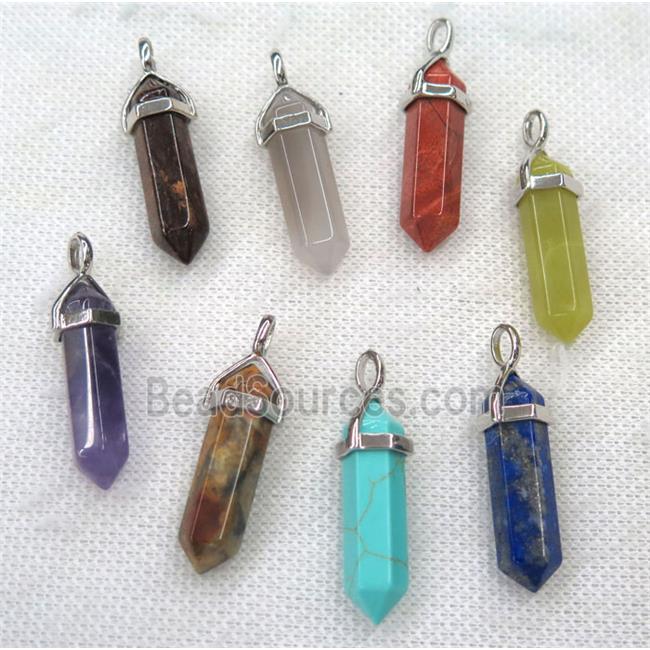 mix gemstone bullet pendant