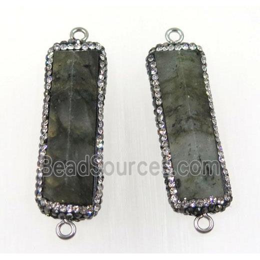 labradorite connector paved rhinestone, rectangle