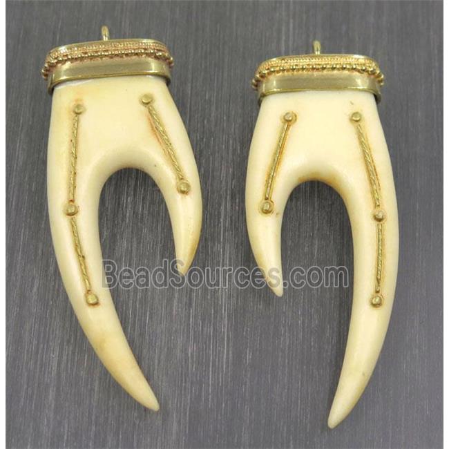 resin pendant, teeth, gold plated