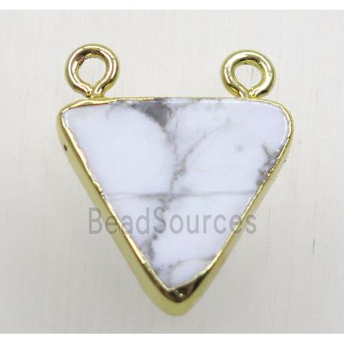 white howlite turquoise triangle pendant with 2loops, gold plated