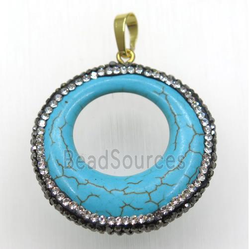 blue turquoise GoGo pendant paved rhinestone