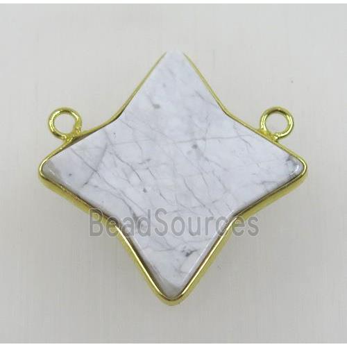 white turquoise star pendant with 2loops, gold plated