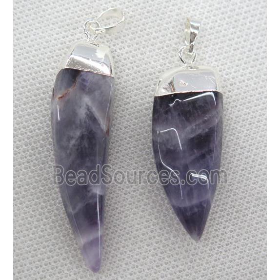 purple Amethyst pendant, silver plated