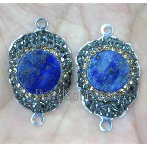 lapis lazuli connector paved rhinestone