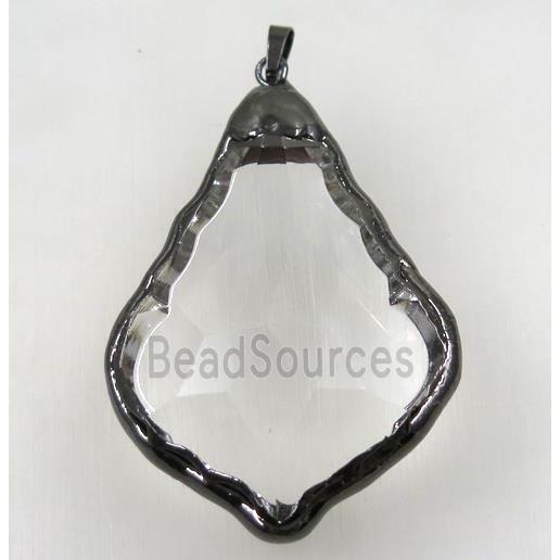 chinese crystal glass pendant, black plated