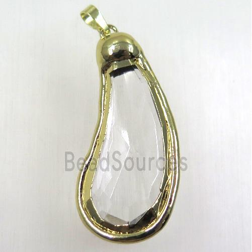 chinese crystal glass pendant, gold plated