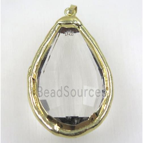 chinese crystal glass pendant, gold plated