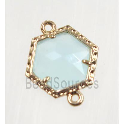 aqua Chinese Crystal Glass connector, gold plated