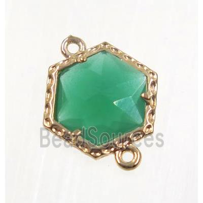 green Chinese Crystal Glass connector, gold plated