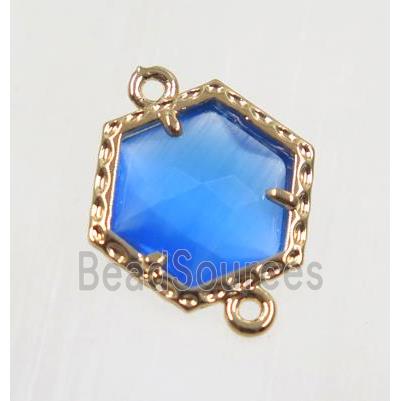 blue Chinese Crystal Glass connector, gold plated