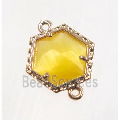 yellow Chinese Crystal Glass connector, gold plated