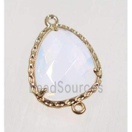 white Chinese Crystal Glass connector, gold plated