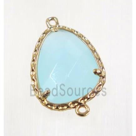 aqua Chinese Crystal Glass connector, gold plated