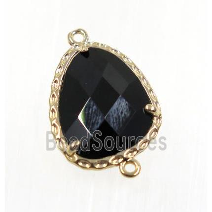 black Chinese Crystal Glass connector, gold plated