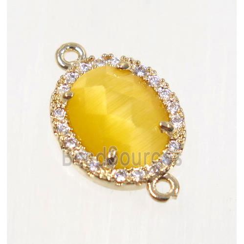 gemstone connector paved zircon, gold plated