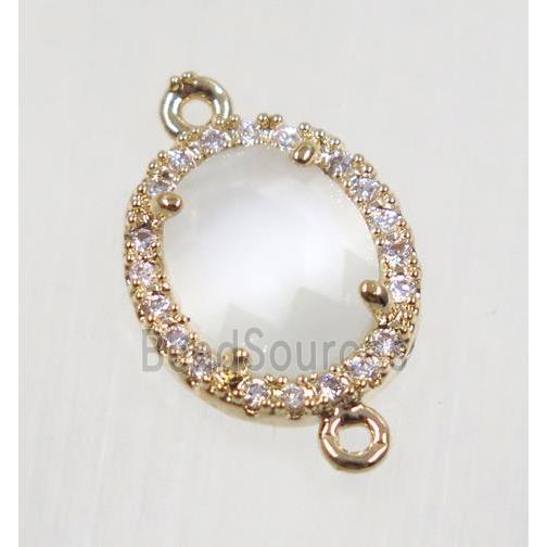 gemstone connector paved zircon, gold plated