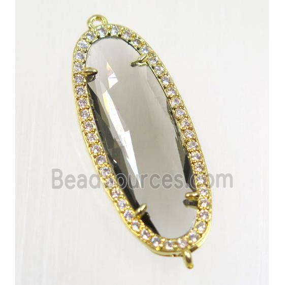 gemstone connector paved zircon, gold plated