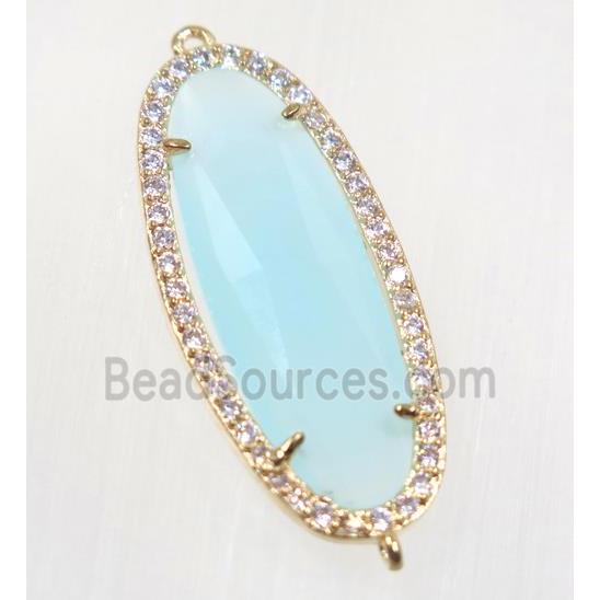 gemstone connector paved zircon, gold plated