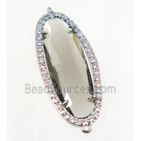 gemstone connector paved zircon, platinum plated