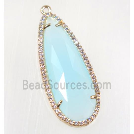 gemstone pendant paved zircon, gold plated