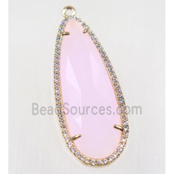 gemstone pendant paved zircon, gold plated