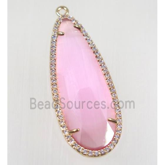 gemstone pendant paved zircon, gold plated