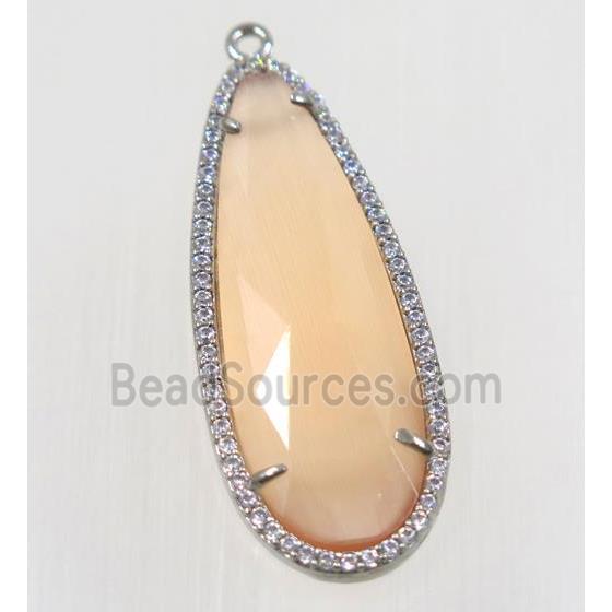 gemstone pendant paved zircon, platinum plated