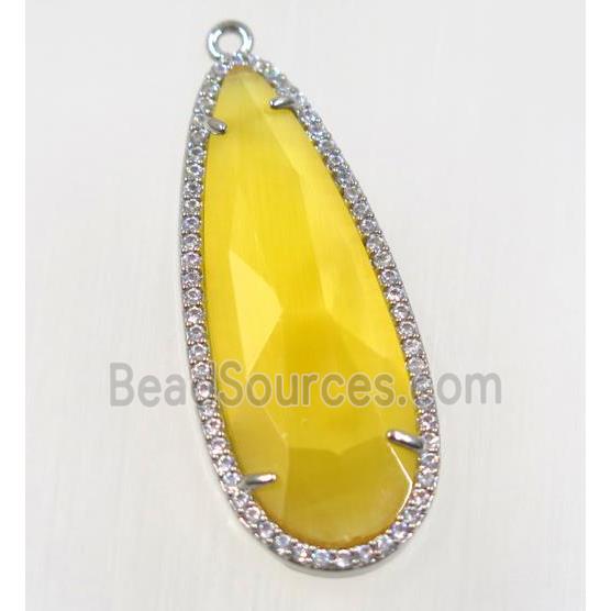 gemstone pendant paved zircon, platinum plated