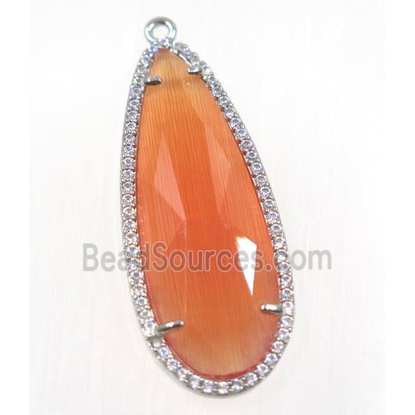 gemstone pendant paved zircon, platinum plated